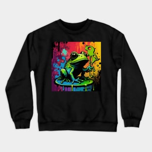 Cosmic Frog Splatter Paint Crewneck Sweatshirt